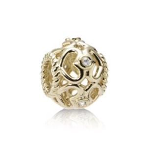 Pandora 14k gold with diamond Open Heart Charm